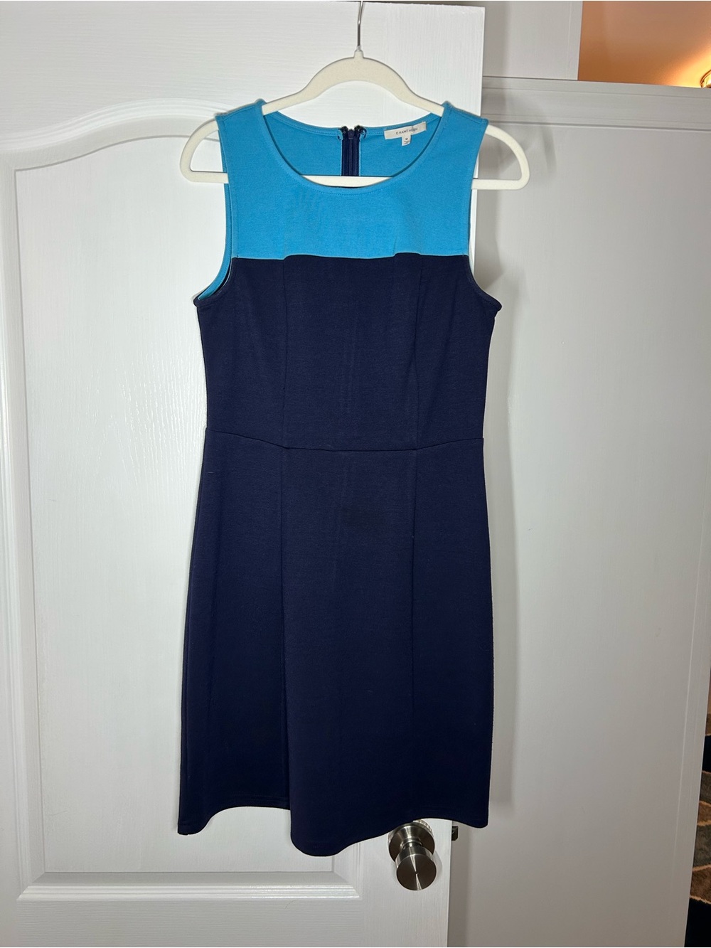 Sleeveless Colorblock Navy and Teal Dress